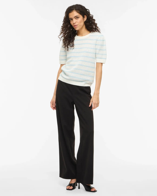 VIDALO O-NECK S/S STRIPE KNIT TOP