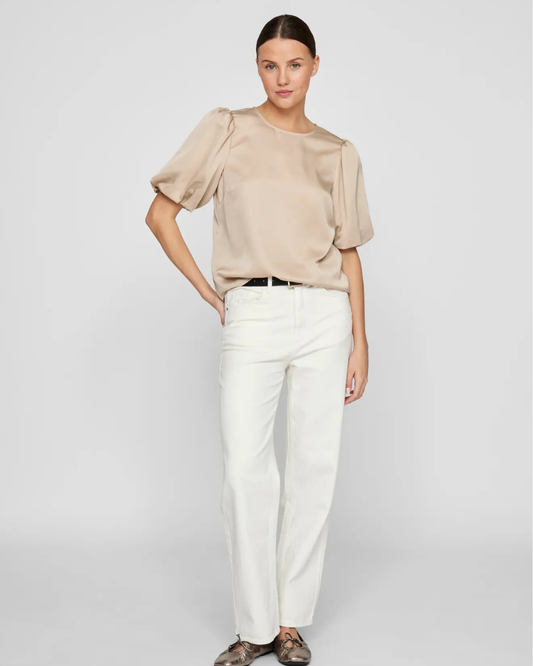 VIELETTE2/4 SATIN PUFF TOP