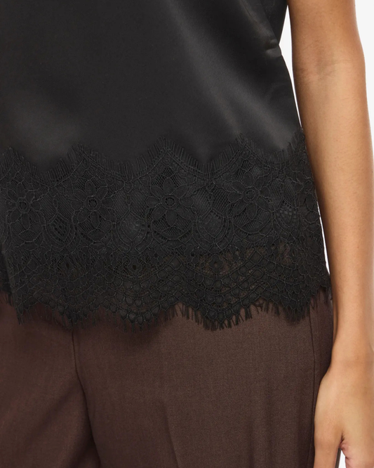 VIELETTE S/S FULL SATIN LACE TOP