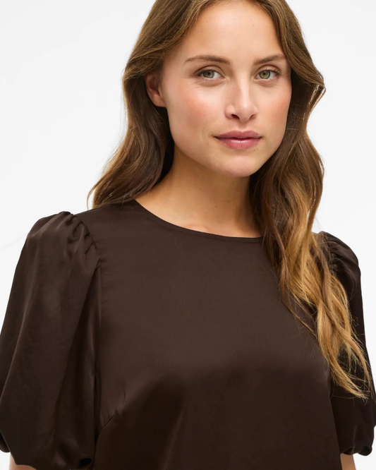 VIELETTE2/4 SATIN PUFF TOP