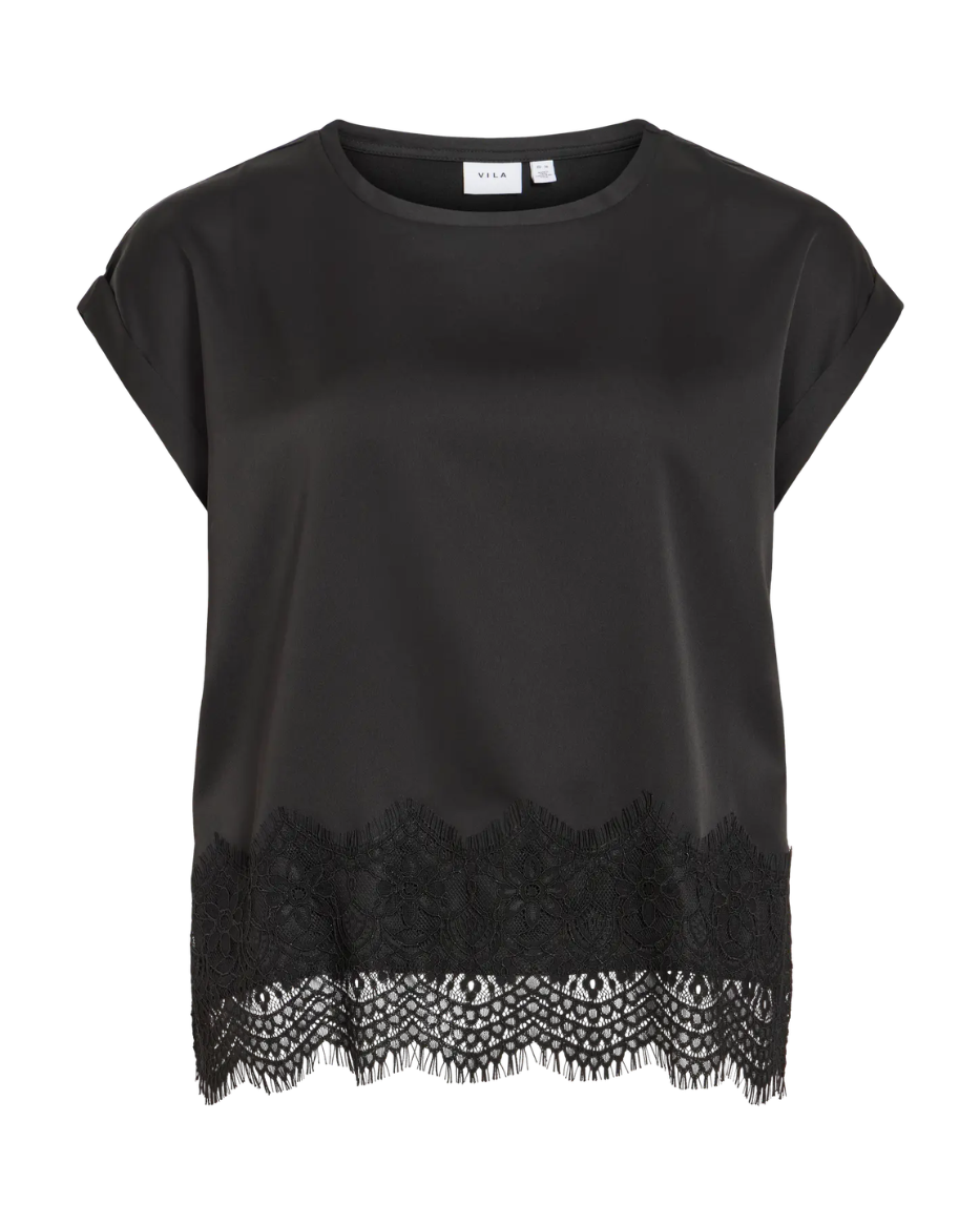 VIELETTE S/S FULL SATIN LACE TOP