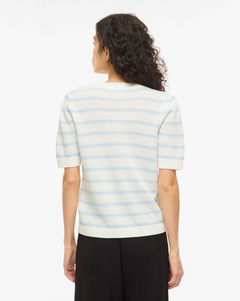 VIDALO O-NECK S/S STRIPE KNIT TOP