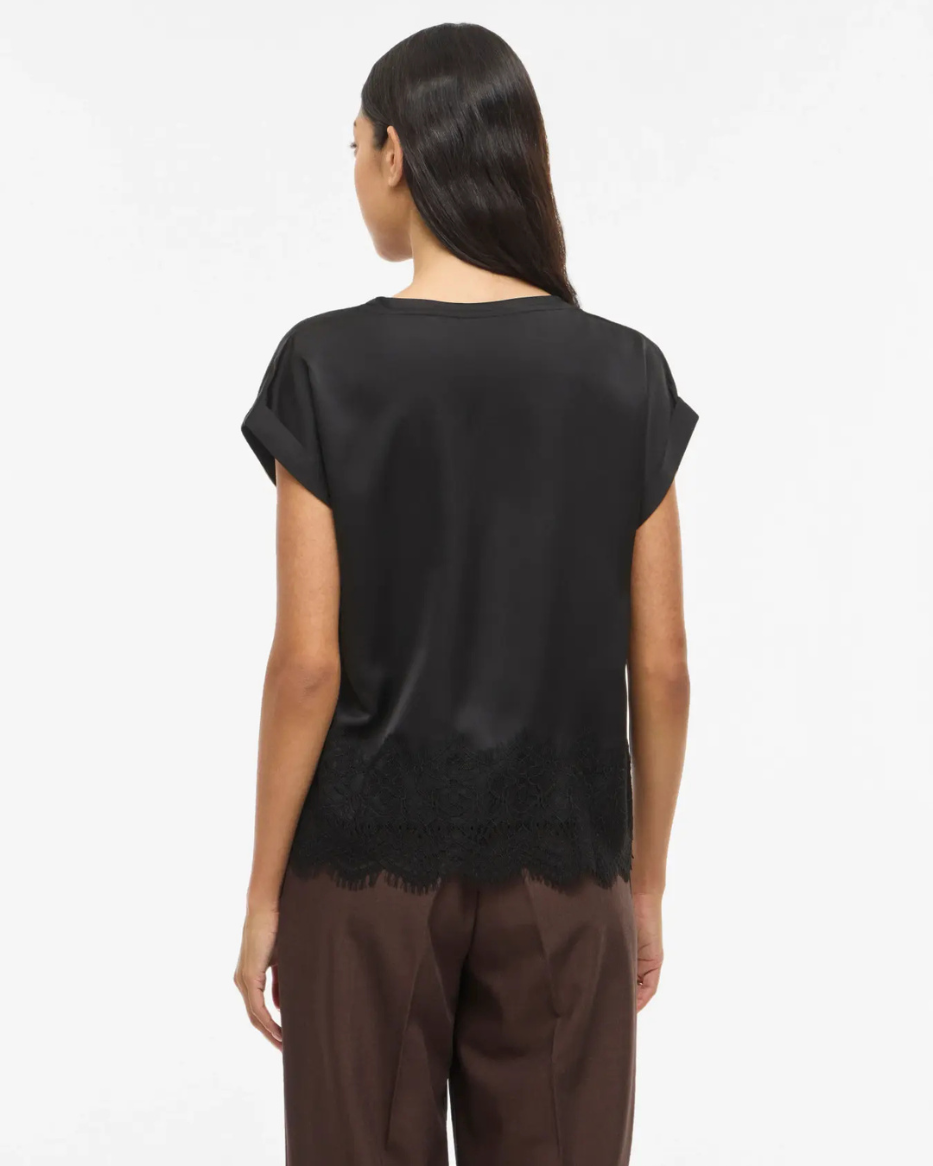 VIELETTE S/S FULL SATIN LACE TOP