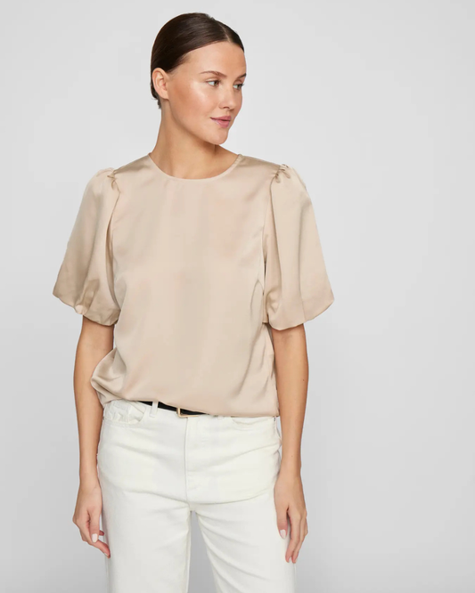 VIELETTE2/4 SATIN PUFF TOP