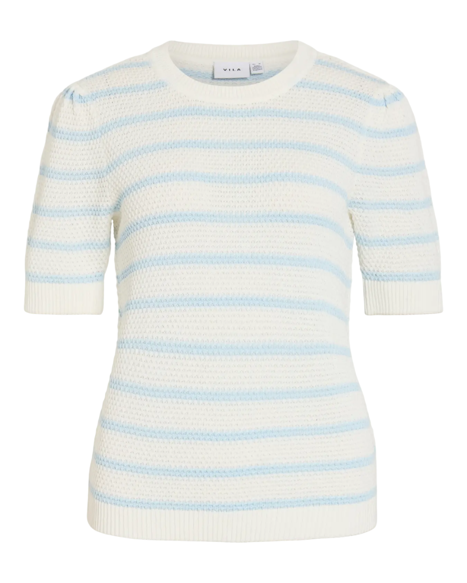 VIDALO O-NECK S/S STRIPE KNIT TOP