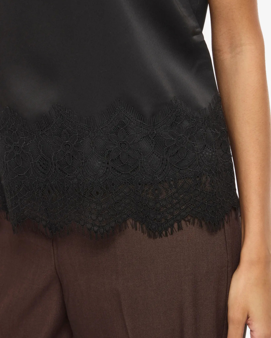 VIELETTE S/S FULL SATIN LACE TOP