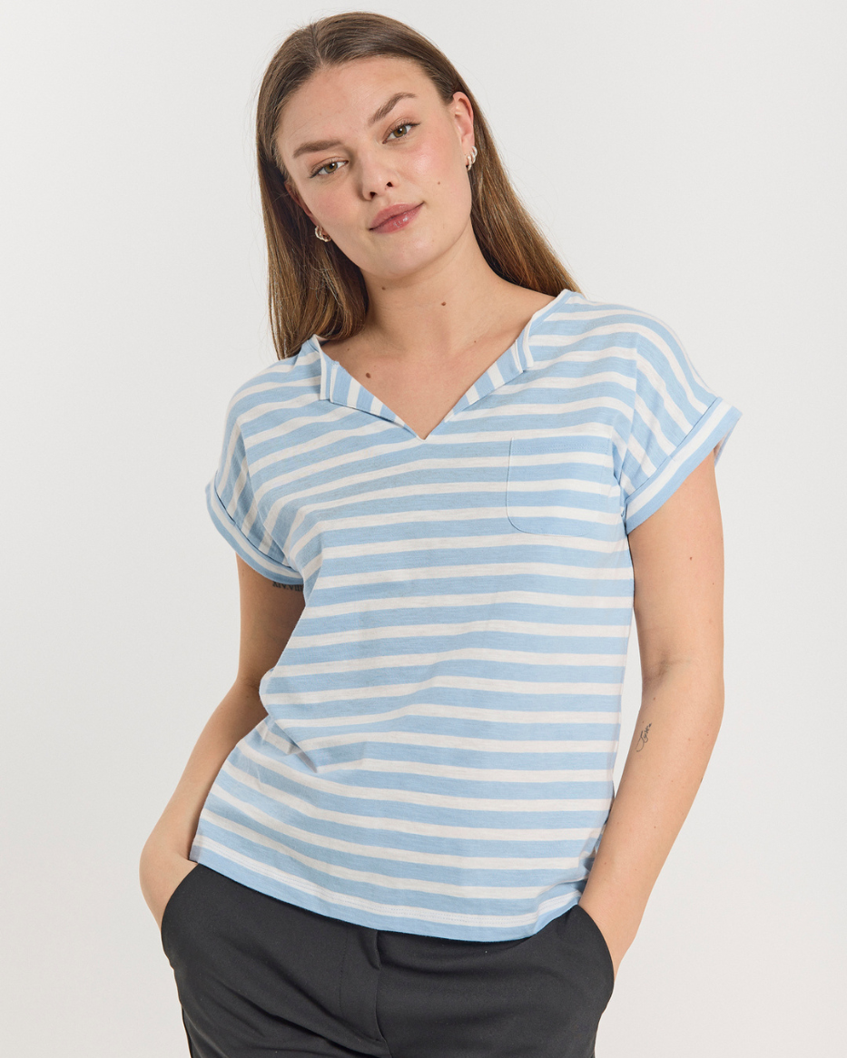 VIVA-TEE V-NECK STRIPED