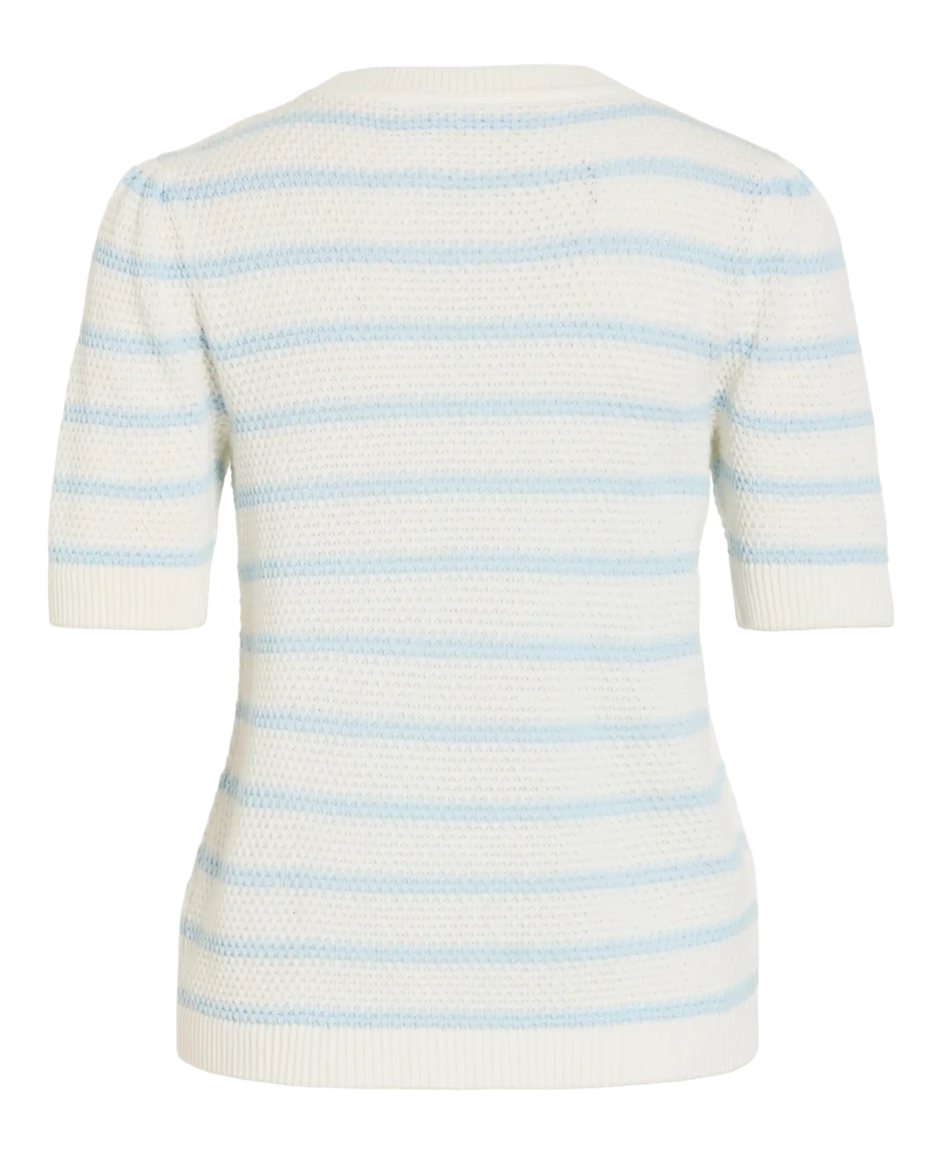 VIDALO O-NECK S/S STRIPE KNIT TOP