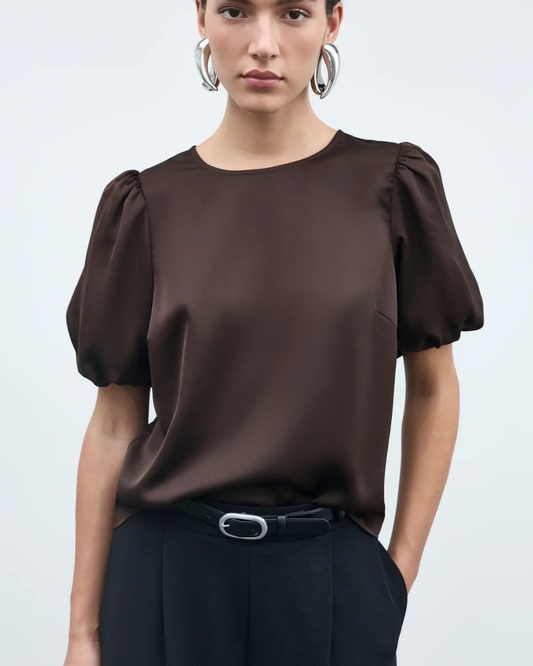 VIELETTE2/4 SATIN PUFF TOP